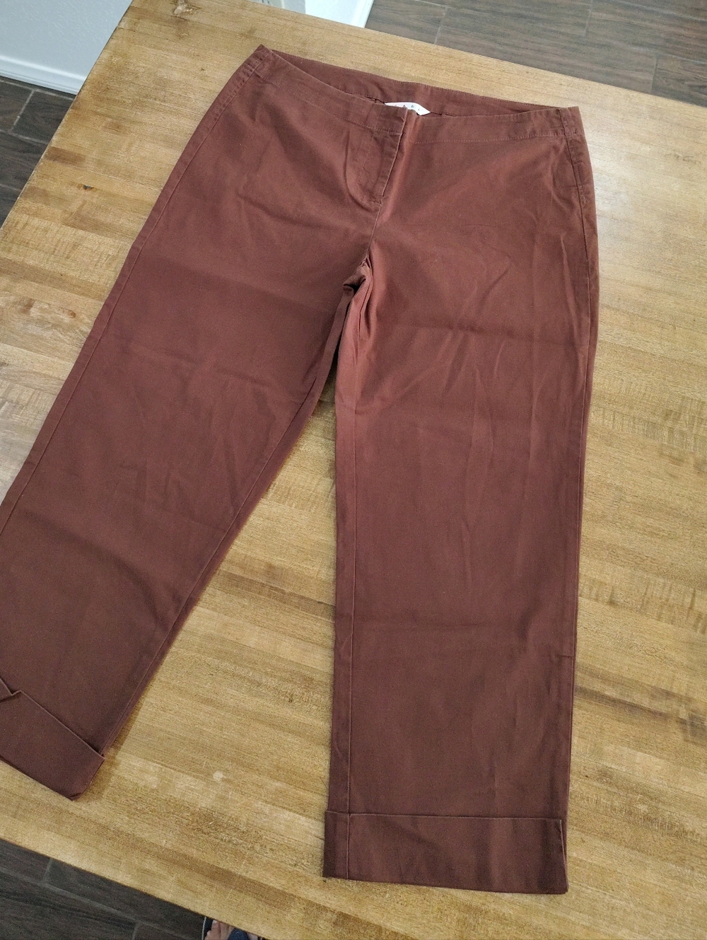 CABI Rust Brown Cropped Cotton Blend Pants Size 10